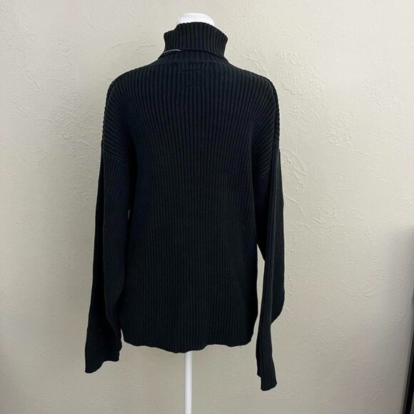 vintage 90s black indie skater grunge ribbed turtleneck sweater - Picture 4 of 7
